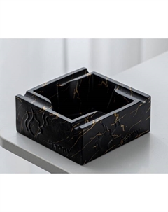 Пепельница «Мрамор», 12.9×5.5 см, керамика, чёрная Сима-ленд
