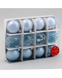 Ёлочные игрушки «Сказочные узоры», шары новогодние, d=6 см, набор 12 шт., орбита, голубой Зимнее волшебство