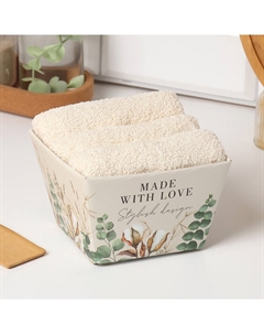 Набор полотенец «» Made With love, 35×50 см - 3 шт., 100% хлопок, махра 340 г/м² Этель