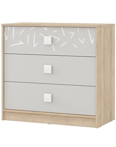 Комод «Микки», 900×450×850 мм, 3 ящика, цвет дуб ривьера / серый Гранд кволити