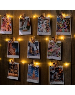 Гирлянда «Нить» 2 м роса с насадками «Прищепки-оленёнок», IP20, серебристая нить, 20 LED, батарейка ААх2 (нет в комплекте), свечение тёплое белое Luazon lighting