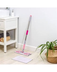 Швабра для мытья пола плоская, насадка из микрофибры 40×12 см, телескопическая стальная ручка 74-109 см, цвет МИКС Доляна