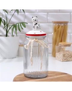 Банка стеклянная для сыпучих продуктов «Котёнок», 1,3 л Доляна