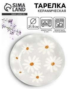 Тарелка плоская «Ромашки», d=21.5 см, керамика Dolce ceramo.