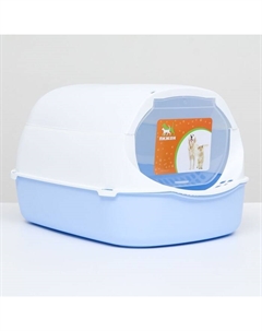 Туалет-домик 43×32×28 см, бело-синий Пижон