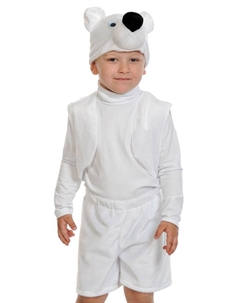 Карнавальный костюм «Белый мишка», плюш-лайт, жилет, шорты, маска, рост 92-116 см Карнавалофф
