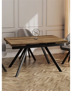 Стол раздвижной «РЕНДАЛ EGGER», d=1400(2060)×900 мм, цвет дуб галифакс табак/чёрный матовый Столбург