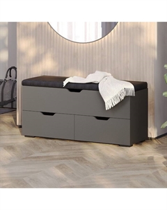 Обувница «Флинт», 1000×360×490 мм, цвет графит / кожзам чёрный Гранд кволити