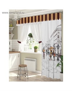 Комплект штор для окон с балконной дверью «Любимый город» штора 147×267 см, тюль 294×160 см Тамитекс