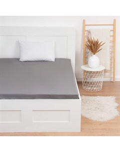 Простыня евро «», 200×220 см, серая, хлопок 100%, поплин Этель