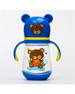 Поильник с ручками, мягкий носик, 240 мл., широкое горло, цвет голубой Крошка я