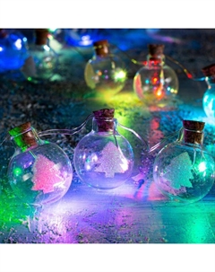 Гирлянда «Нить» 1.6 м с насадками «Шарики с ёлочкой», IP20, серебристая нить, 15 LED, батарейки ААх2 (нет в комплекте), свечение мульти Luazon lighting