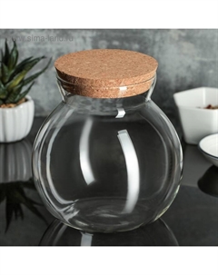 Банка стеклянная для сыпучих продуктов с пробковой крышкой «Бабл», 1 л, 12,5×14 см Magistro