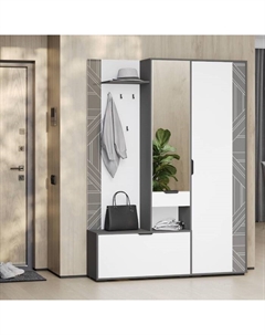 Прихожая «Лео», 1468×365×2024 мм, цвет белый / графит Гранд кволити