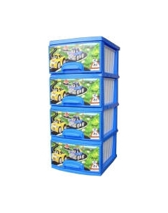 Комод пластиковый Росспласт Декор Машинки 4 яруса