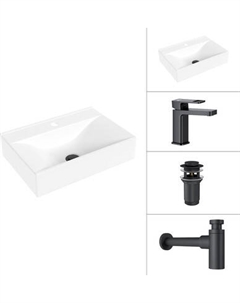 Умывальник со смесителем Lauter 21887B + Cascade 21СК655BS + сифон 21635B + донный клапан 21190B