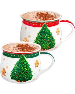 Набор кружек Elan Gallery Новогодняя елка New Bone China / 420793 Elan gallery