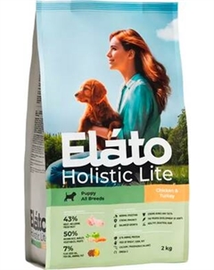 Сухой корм для собак Elato Holistic Lite Для щенков всех пород с курицей и индейкой