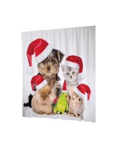 Шторка-занавеска для ванны JoyArty Новогодние питомцы / sc_20310 Joyarty