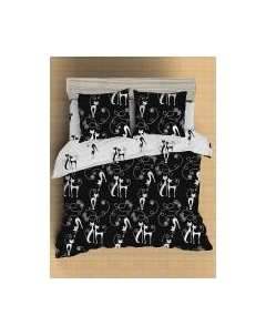 Комплект постельного белья Amore Mio Мако-сатин Cats Микрофибра Евро / 93074 Amore mio