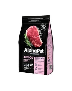 Сухой корм для собак AlphaPet Superpremium Junior крупных пород с говядиной и рисом / 121306 Alphapet