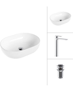 Умывальник со смесителем Lauter 21836A + Reef 21CK8678C с донным клапаном 21190CH