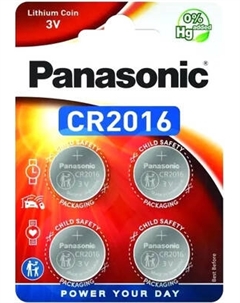Комплект батареек Panasonic Lithium CR2016 BL4 (CR-2016EL/4B)