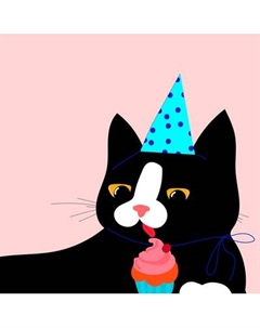 Картина на стекле Stamprint Кот и колпак CL005