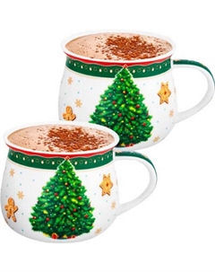 Набор кружек Elan Gallery Новогодняя елка New Bone China / 420792 Elan gallery