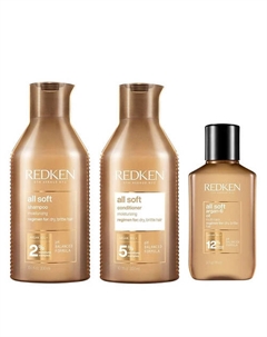 Набор All Soft: Шампунь + Кондиционер + Масло для волос Redken
