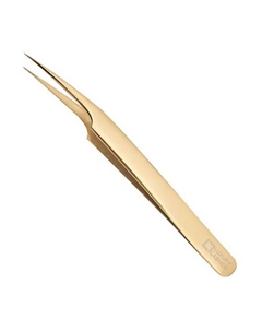 Пинцет для наращивания ресниц "GOLDEN STEEL", L-типа с чехлом Luxury lashes