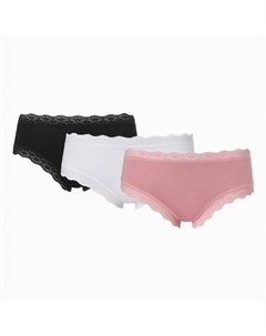 Набор женских трусов слипы (3 шт.), цвет белый/чёрный/розовый, размер L (44-46) Ots