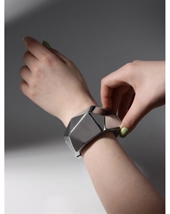 Браслет манжета «Углы», металл, цвет серебро Qf