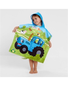 Полотенце-пончо детское махровое "Ферма" 60х120 см, 50% хл., 50% полиэстер Синий трактор