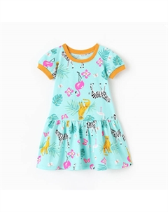 Платье для девочки, цвет мятный/зверята, рост 98 см Юниор текстиль