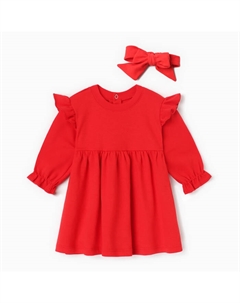 Платье для девочки и повязка «», рост 62-68 см, красное Крошка я