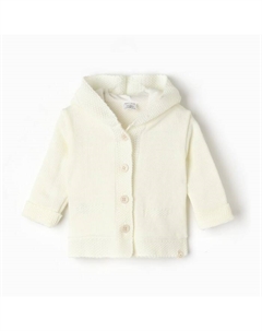 Джемпер вязаный с капюшоном, рост 68-74 см, молочный Крошка я