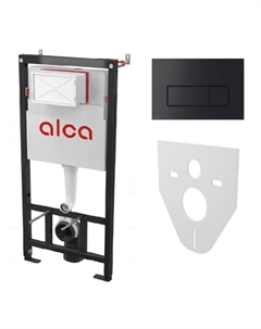 Инсталляция Alcadrain AM101/1120-4:1 RU для унитаза, с черной клавишей смыва M578