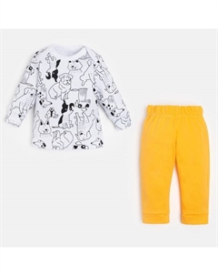 Комплект: джемпер и брюки «Dogs», рост 80-86 см, цвет белый/оранжевый Крошка я