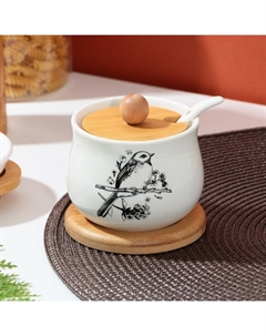 Сахарница с деревянной подставкой «Птичка», 230 мл Дорого внимание