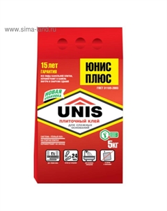 Клей для плитки «Юнис Плюс», 5 кг Юнис-урал