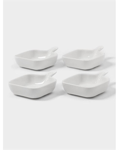 Соусники с ручкой «Сковорода», набор 4 шт., 50 мл, керамика, белые Доляна