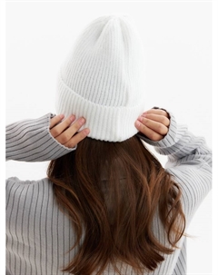 Шапка с подворотом женская, размер 54-56, белая Minaku