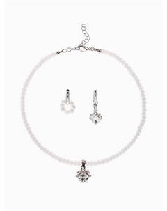 Набор 2 предмета: колье, серьги «Трансформеры» жемчуг со стразами, белый в серебре Qf