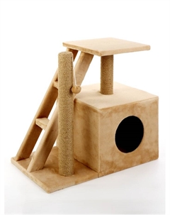Домик для кошек с когтеточкой «Домосед», с лестницей и площадкой, 60×35×56 см, бежевый Perseiline