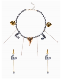 Набор 2 предмета: колье, серьги «Сердце» любовь, цветной Qf