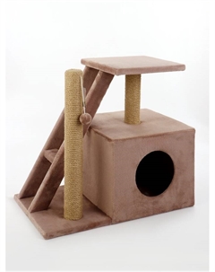 Домик для кошек с когтеточкой «Домосед», с лестницей и площадкой, 60×35×56 см, капучино Perseiline