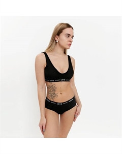 Комплект женский (топ,трусы), цвет чёрный, размер ONE SIZE (42-48) White cotton