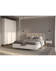 Кровать двуспальная, с мягким изголовьем, 1664×2155×1050 мм, цвет кашемир серый/ТКШ коричневый Гранд кволити