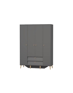 Шкаф четырёхдверный «АФИНА», 2 ящика, 1600×563×2200 мм, цвет графит Гранд кволити